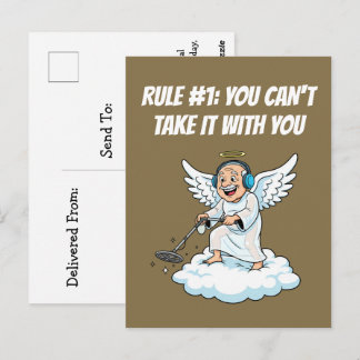 Metal Detecting Heaven Angel Birthday Humour Postcard