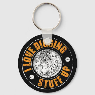 Metal detecting keychain, fun metal detecting gift keychain