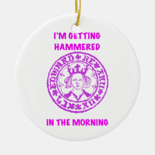 Metal Detecting Pink Hammered Coin Ceramic Ornament