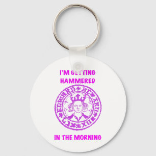 Metal Detecting Pink Hammered Coin Keychain
