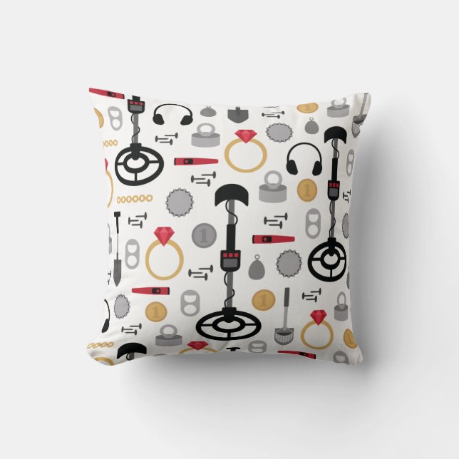 Metal Detecting Throw Pillow (Front)