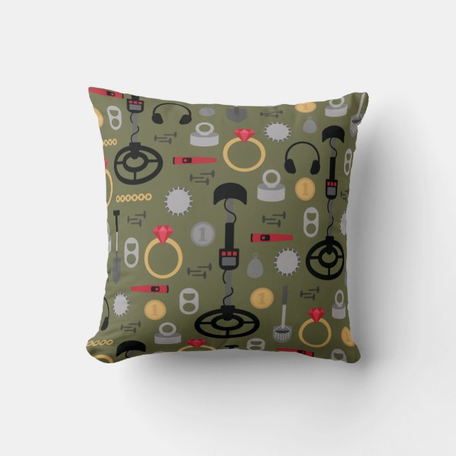Metal Detecting Throw Pillow (Front)