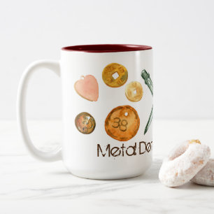 Metal Detecting Treasures Old Keys Buttons Coins Two-Tone Coffee Mug