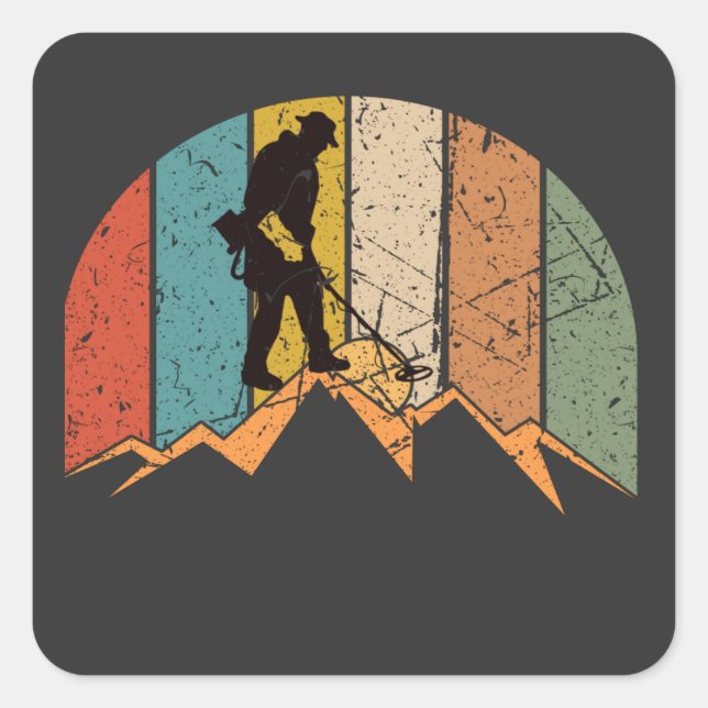 Metal Detecting Vintage Square Sticker (Front)