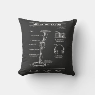 metal detector patent blueprint throw pillow
