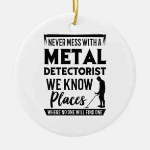 Metal Detectorist Ceramic Ornament