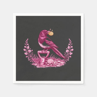 Metal Detectorist Magpie  Napkin