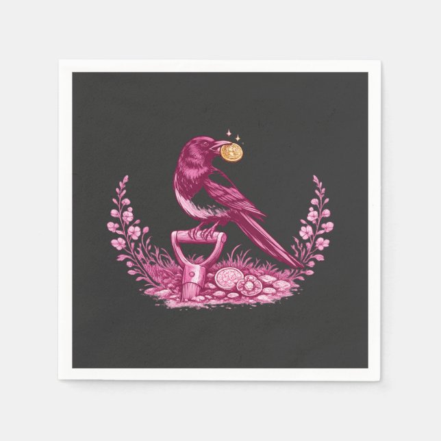 Metal Detectorist Magpie  Napkin (Front)
