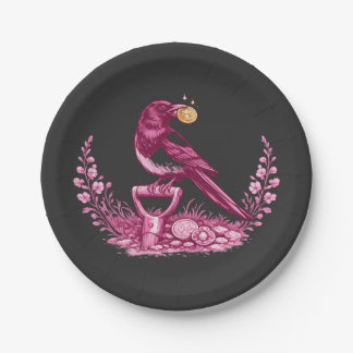 Metal Detectorist Magpie  Paper Plate