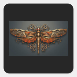 metal dragonfly square sticker