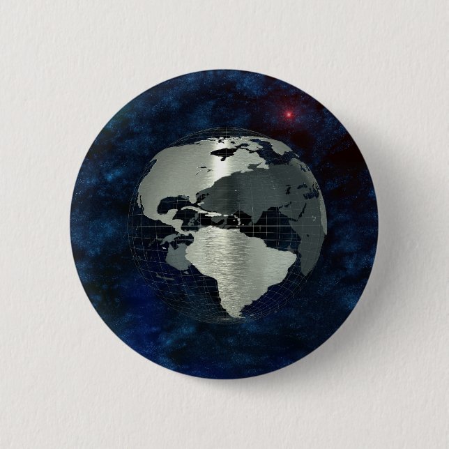 Metal Earth Globe 2 Inch Round Button (Front)