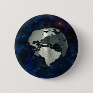 Metal Earth Globe 2 Inch Round Button