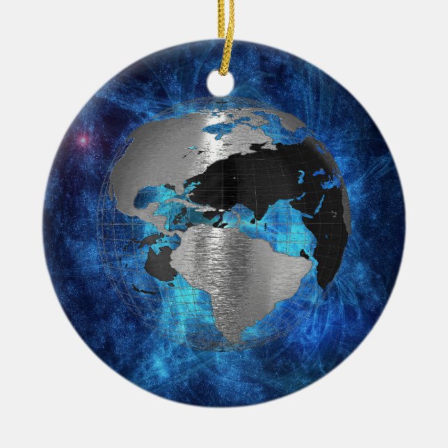 Metal Earth Globe Ceramic Ornament (Front)