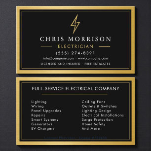 Metal Electrician Electrical Contractor Black Business Card