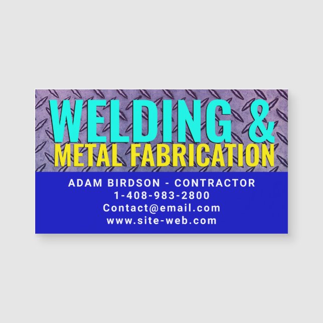 Metal Fabrication & Welding Magnetic Business Card (Front)