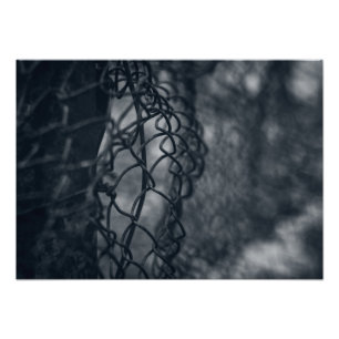 Metal fence grid fine art photo print