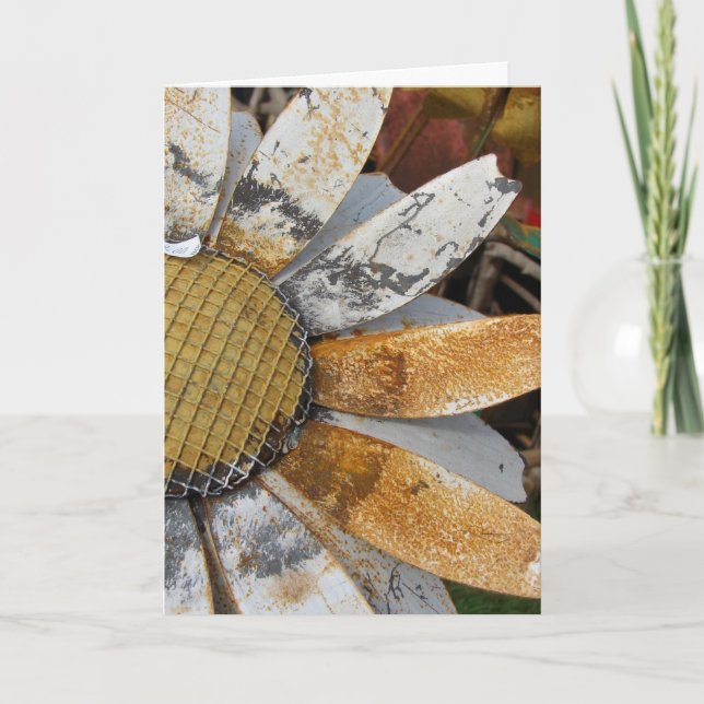 Metal Flower Yard Art, Birthday Card (Front)