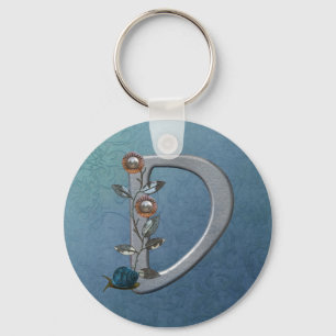 Metal Flowers Monogram D Keychain