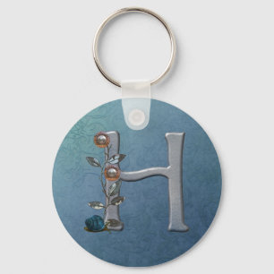 Metal Flowers Monogram H Keychain