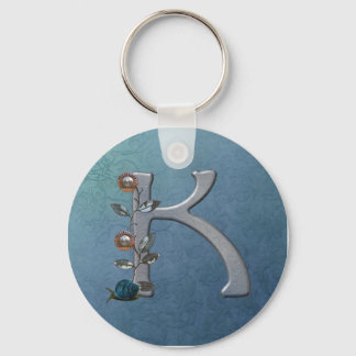 Metal Flowers Monogram K Keychain