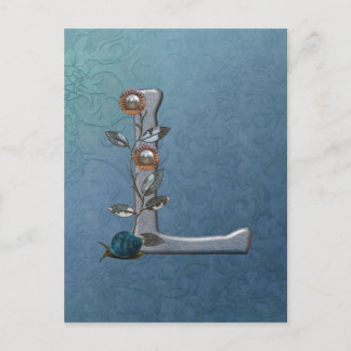 Metal Flowers Monogram L Postcard