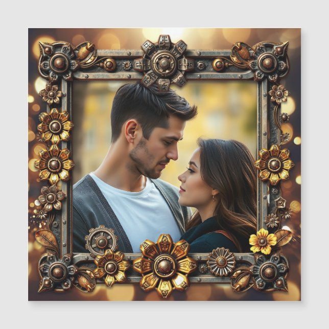 Metal Flowers Steampunk Personalized Photo (Front)