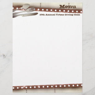 Metal fork personalized menu recipe letterhead