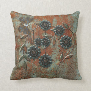 Metal Garden Print Throw Pillow
