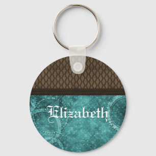 Metal Gear Steampunk Keychain, Teal Keychain