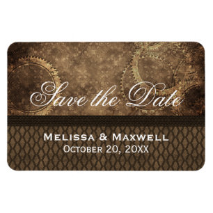 Metal Gears Save the Date Flexi Magnet, Brown Magnet