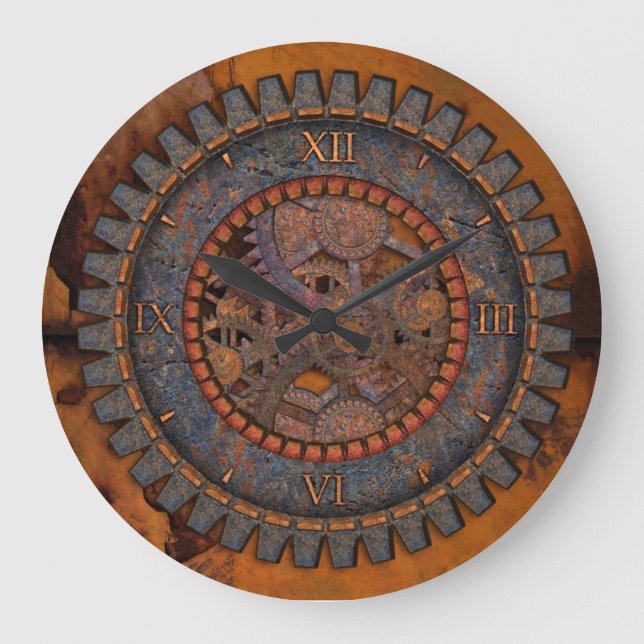 Metal Gears Steampunk Large Clock (Front)