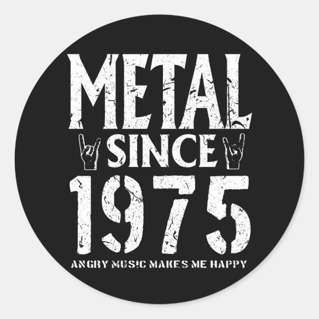 Metal Gift Birthday Vintage 1975 Classic Round Sticker (Front)