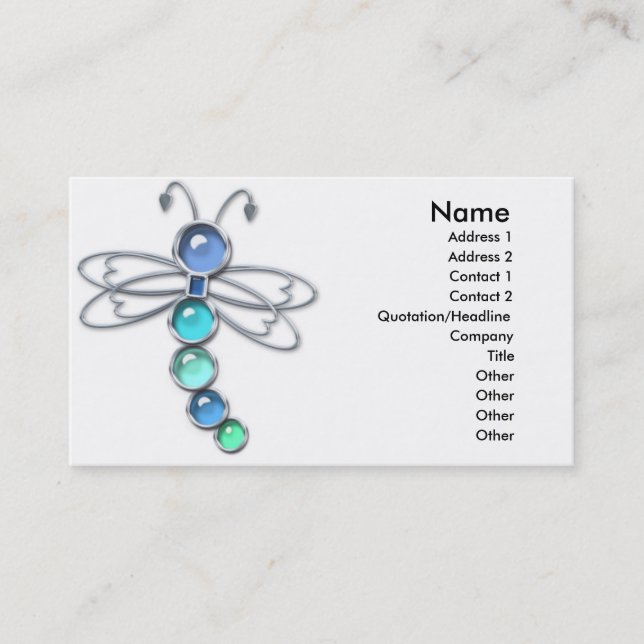 Metal & Glass Dragonfly Business Card (Front)