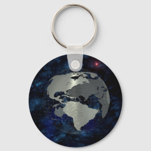 Metal Global Map Keychain