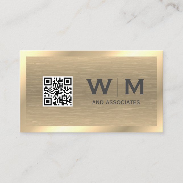 Metal Gold Texture | QR CODE Business Card (Front)