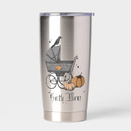 Metal Goth Mom Halloween Antique Baby Carriage Insulated Tumbler