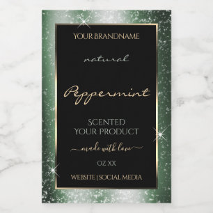 Metal Green Sparkle Glitter Frame Product Label