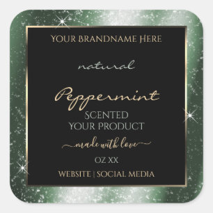 Metal Green Sparkle Glitter Frame Product Label