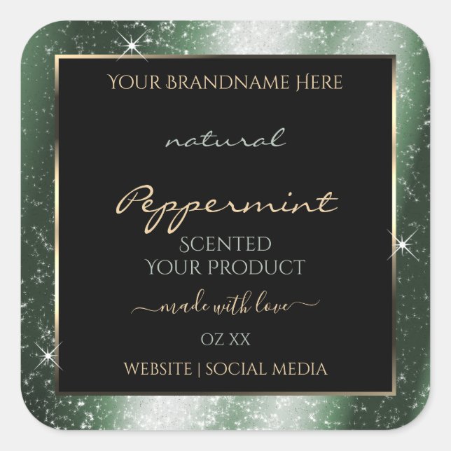 Metal Green Sparkle Glitter Frame Product Label (Front)