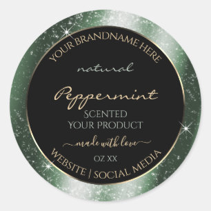 Metal Green Sparkle Glitter Frame Product Label