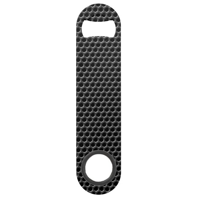 Metal grid pattern - background speed bottle opener (Front)