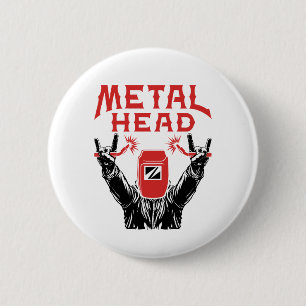 Metal Head Funny Welder Welding Helmet 2 Inch Round Button