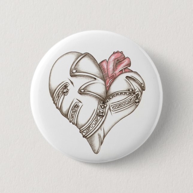 Metal heart 2 inch round button (Front)