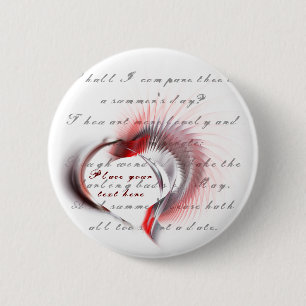 Metal Heart with Shakespeare's sonnet 18 2 Inch Round Button