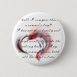 Metal Heart with Shakespeare's sonnet 18 2 Inch Round Button