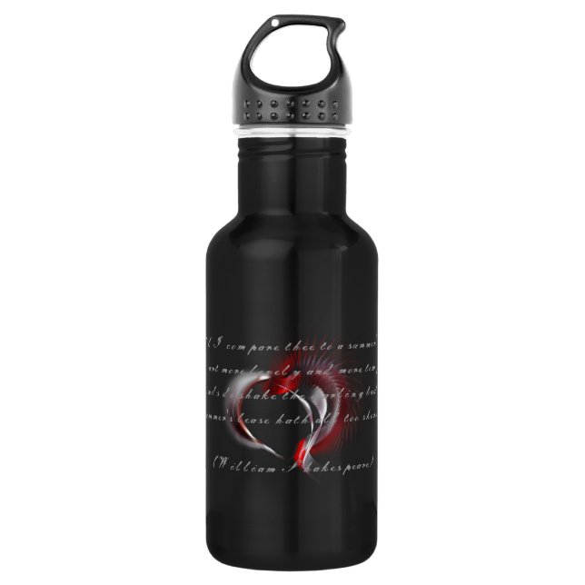 Metal Heart with Shakespeare's sonnet 18 532 Ml Water Bottle (Front)