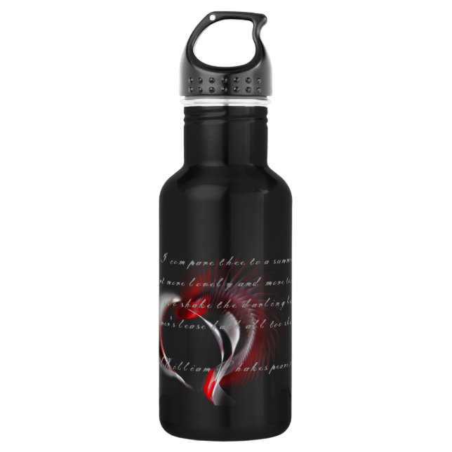 Metal Heart with Shakespeare's sonnet 18 532 Ml Water Bottle (Front)