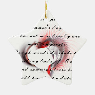 Metal Heart with Shakespeare's sonnet 18 Ceramic Ornament
