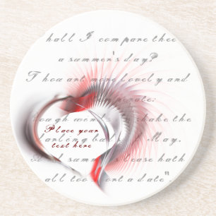 Metal Heart with Shakespeare's sonnet 18 Coaster