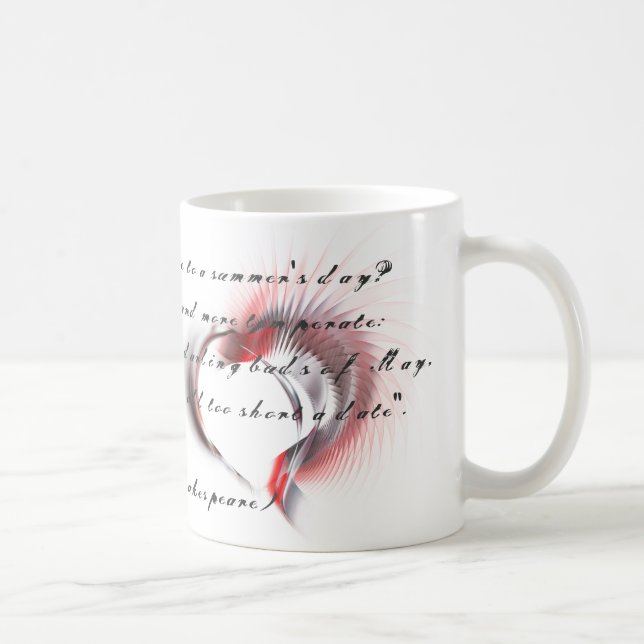 Metal Heart with Shakespeare's sonnet 18 Coffee Mu Mug (Right)